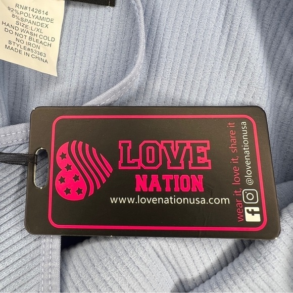 NEW LOVE NATION L/XL PASTEL BLUE RIBBED TANK SLEEVELESS STRETCH FITTED - Picture 10 of 10